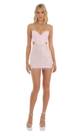 Sequin Corset Dress in Pink