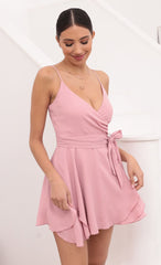 Wrap Skater Dress in Pink