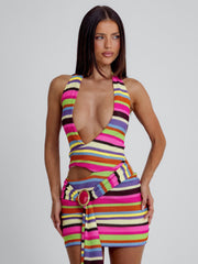April Mini Dress Multi Stripe