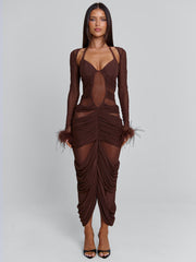 Cherrey Maxi Dress Chocolate
