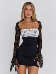 Omera Mini Dress Black White