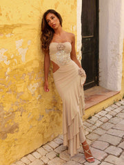 Paisley Maxi Dress Beige