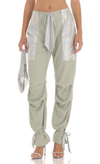 Rhinestone Pants in Sage Green
