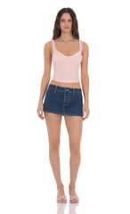 Denim Mini Skort in Blue