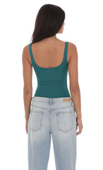 Basic Tank Bodysuit in Teal