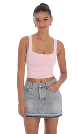 Scoop Neck Tank Top in Pink
