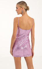 Sequin Corset Party Dress in Purple