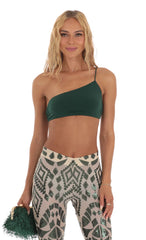 Sequin One Shoulder Two Piece Set in Green