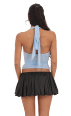 Satin Bubble Skort in Black