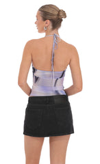 Swirl Mesh Halter Top in Lavender