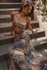Leopard Hand Beaded Embellished Maxi Dress