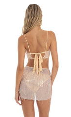 Sequin Fringe Three Piece Set in Rose Gold