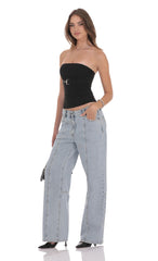 Relaxed Mid-Rise Jeans in Light Blue