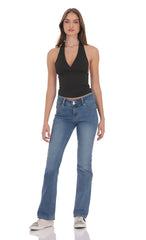 V-Neck Halter Top in Black