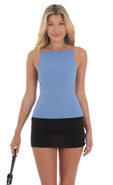 Straight Neck Top in Blue