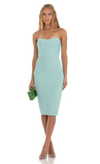Corset Strapless Dress in Turquoise