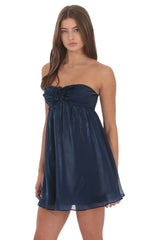 Florette Strapless Babydoll Dress in Navy