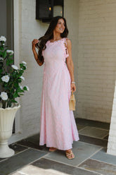 Hollie Eyelet Maxi Dress-Light Pink