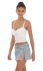 Shoulder Ties Twist Top in White