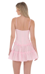 Gingham V-Neck Dress In Pink