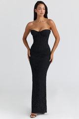 Black Lace Corset Maxi Dress