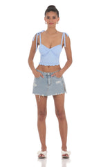 Shoulder Ties Twist Top in Blue