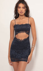 Lace Edge Dress in Navy