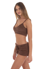 Fuzzy Crop Top in Brown