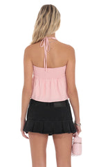 Ruffle Denim Skort in Black