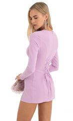 Rhinestone Cinched Bodycon Dress in Purple