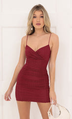 Dotted Mesh Bodycon Dress in Red