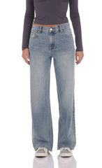 Mid Rise Baggy Jeans in Faded Blue