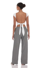 Pinstripe Straight Leg Pants in Grey