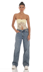 Strapless Lace Top in Yellow
