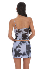Mesh Printed Twist Keyhole Two Piece Set in Black and Blue