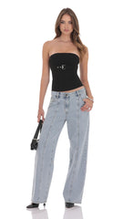 Relaxed Mid-Rise Jeans in Light Blue