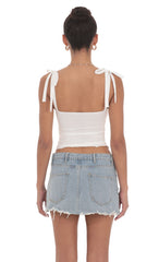 Shoulder Ties Twist Top in White