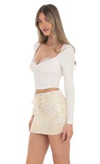 Gold Shimmer Ribbon Skirt in Cream