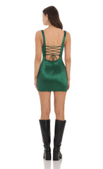 Satin Bodycon Dress in Teal