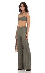 Pleated Two Piece Set in Green