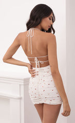 Mini Dress in White Floral Eyelet