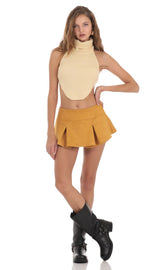 Pleated Mini Skort in Mustard