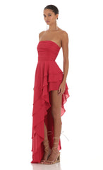 Asymmetrical Corset Dress in Red