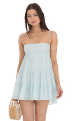 Floral Babydoll Dress in Light Blue