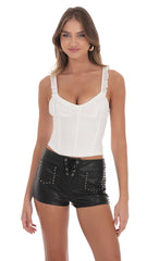 Studded Faux Leather Shorts in Black