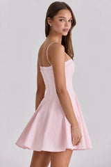 Pink Cotton Flared Mini Sundress