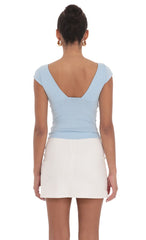 Short Sleeve V-Neck Top in Blue