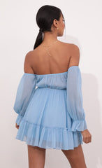 Cutout Off The Shoulder Dress in Sky Blue
