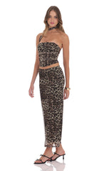 Mesh Maxi Skirt in Cheetah Print