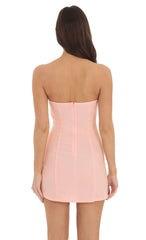 White Trim Strapless Dress in Pink